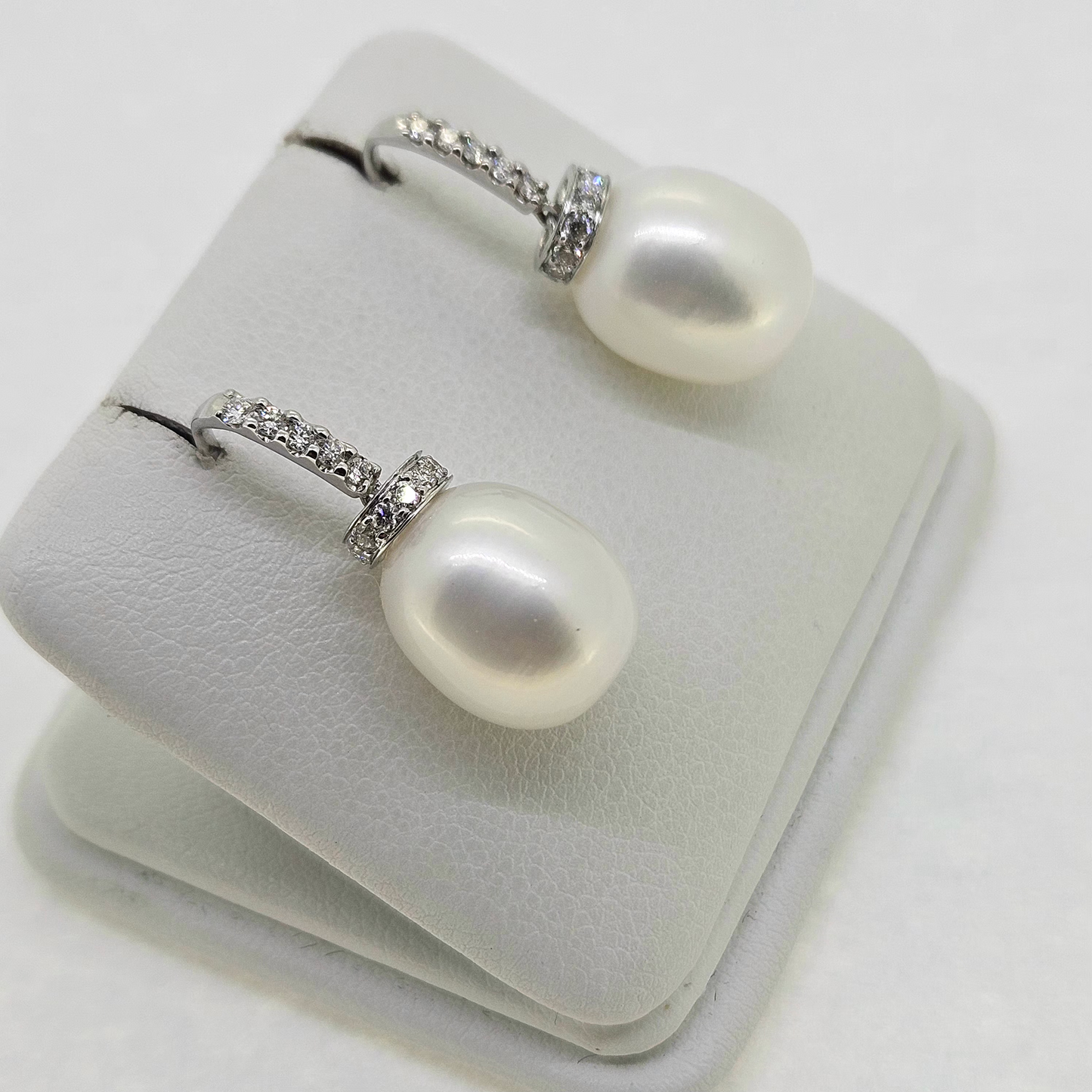 Pearl and Diamond Drop Earrings