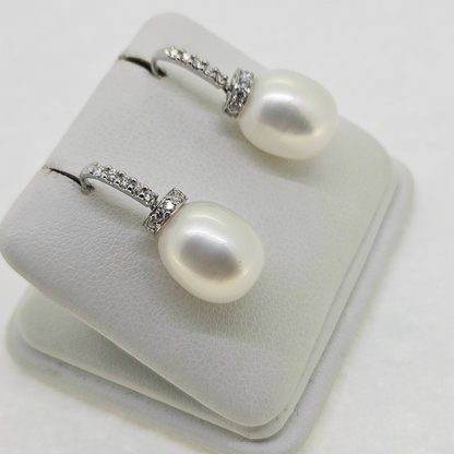Pearl and Diamond Drop Earrings