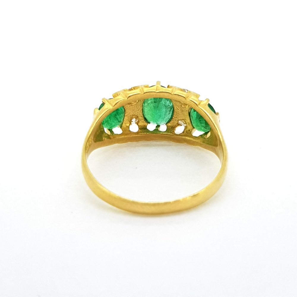 Emerald Trilogy Ring with Diamonds, 1.60 carats