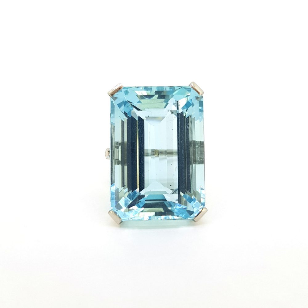 Vintage 54ct Aquamarine and Diamond Cocktail Ring