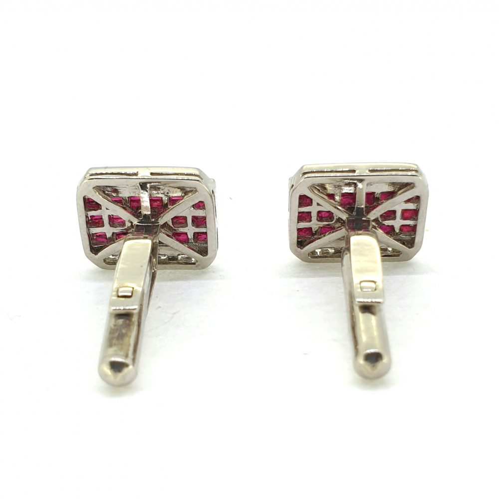 French Cut Ruby and Diamond Cufflinks