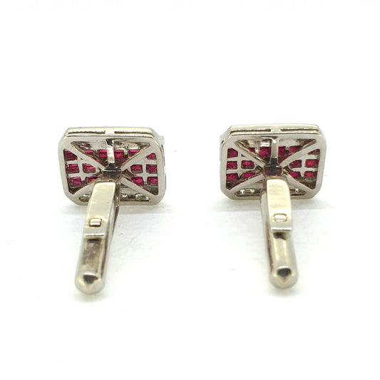 French Cut Ruby and Diamond Cufflinks