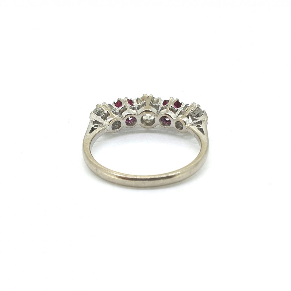Vintage Ruby And Old Cut Diamond Five Stone Ring