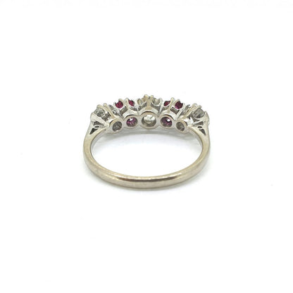 Vintage Ruby And Old Cut Diamond Five Stone Ring