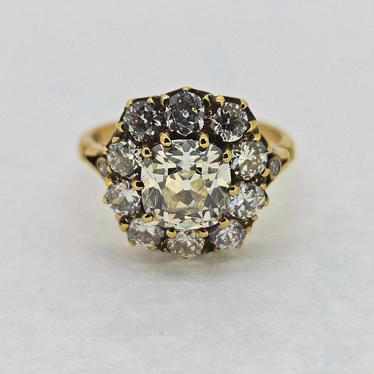 Antique Old Cut Diamond Cluster Ring, 3.24 carat total