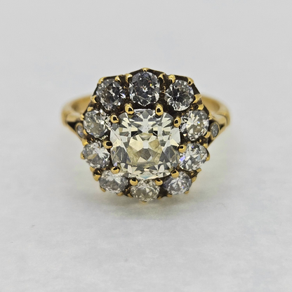 Antique Old Cut Diamond Cluster Ring, 3.24 carat total