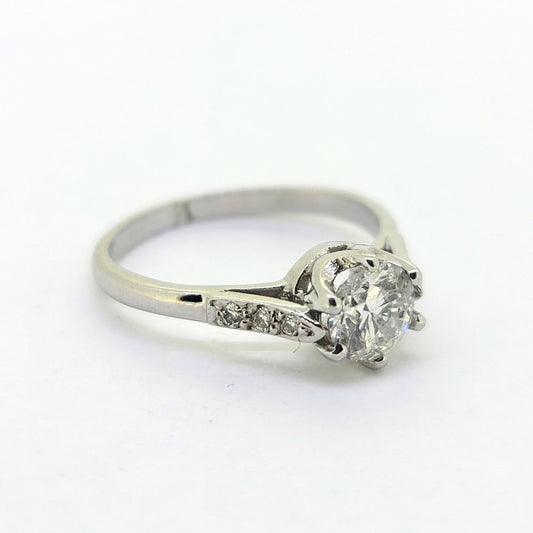 0.96ct Diamond Solitaire Engagement Ring, stunning single stone 0.96ct brilliant-cut diamond six-claw set in high crown setting flanked by delicate diamond set shoulders