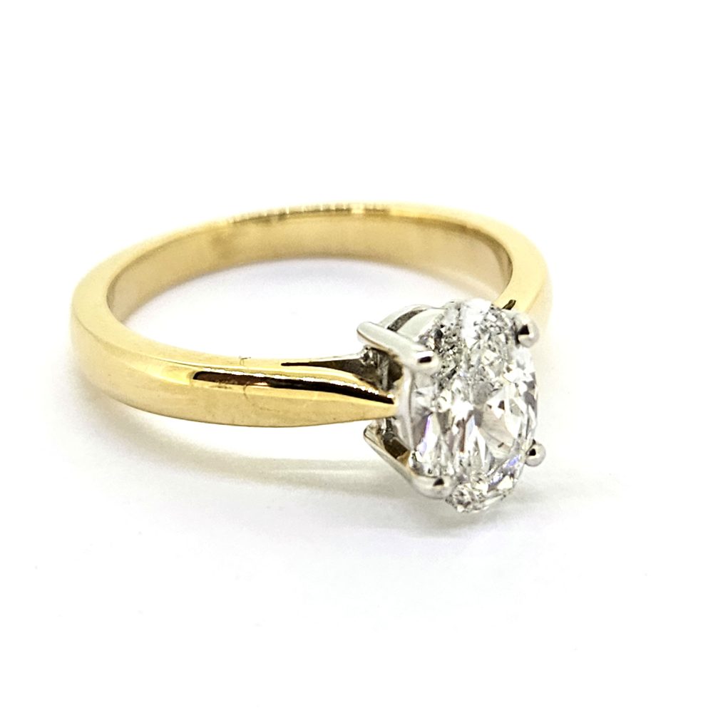 1ct Oval Cut Diamond Solitaire Engagement Ring in Yellow Gold