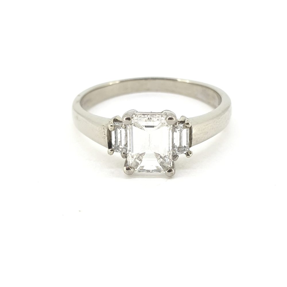 1.02ct Baguette Diamond Engagement Ring Baguette Shoulders