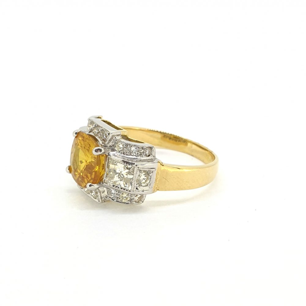2.30ct Yellow Sapphire and Diamond Cluster Dress Ring