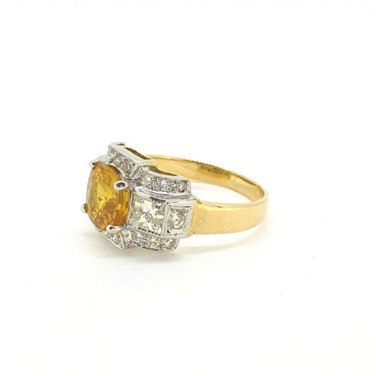 2.30ct Yellow Sapphire and Diamond Cluster Dress Ring