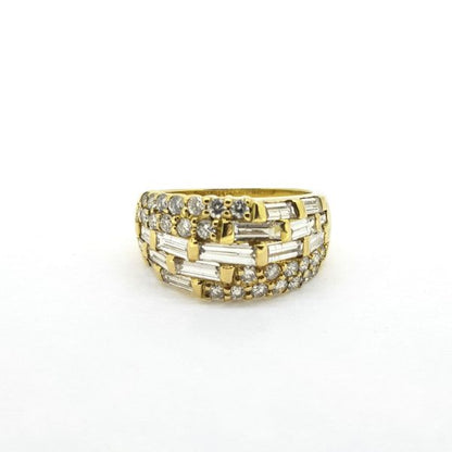 Contemporary Baguette and Brilliant Cut Diamond Dress Ring in 18ct Yellow Gold