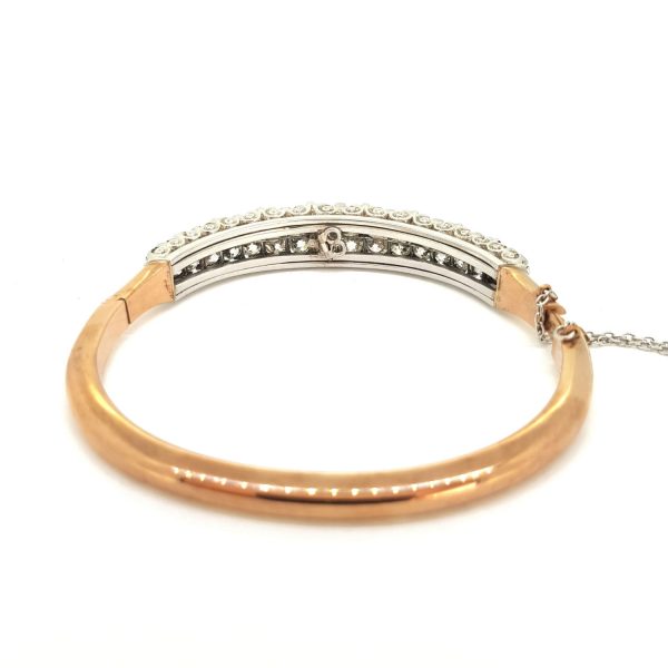 Late Victorian Old Cut Diamond Bangle Bracelet, 11 carat total
