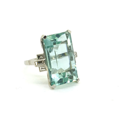 18.35ct Aquamarine and Diamond Cocktail Ring in Platinum