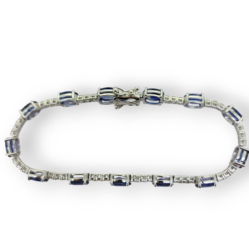 13.8ct Oval Sapphire and Diamond Line Bracelet