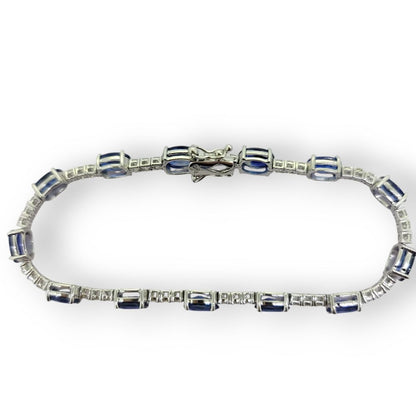13.8ct Oval Sapphire and Diamond Line Bracelet