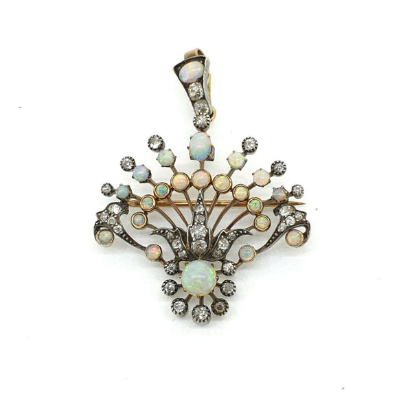 Antique Victorian Opal and Diamond Pendant and Brooch