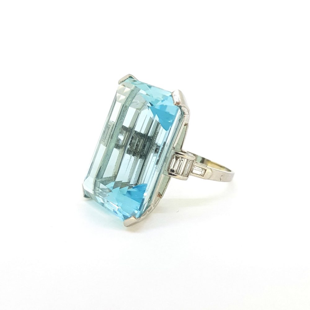 Vintage 54ct Aquamarine and Diamond Cocktail Ring