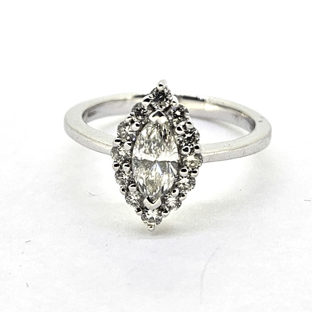 0.50ct Marquise Diamond Navette Cluster Engagement Ring