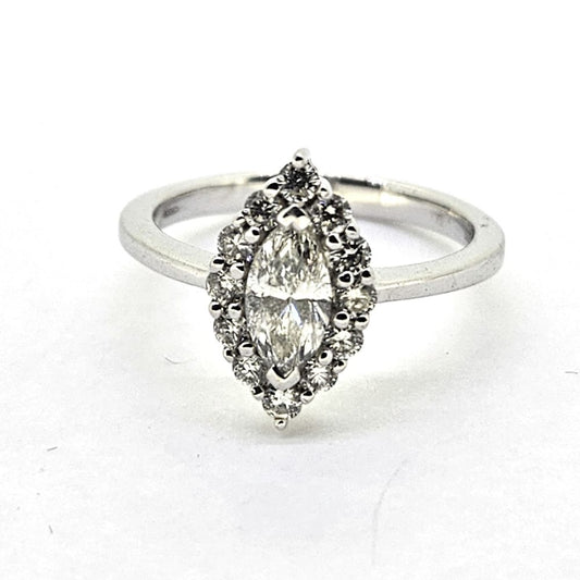 0.50ct Marquise Diamond Navette Cluster Engagement Ring