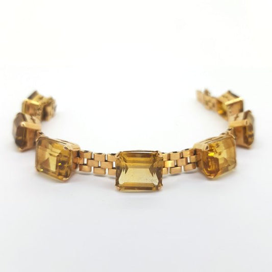 Vintage Citrine and 18ct Yellow Gold Bracelet, Circa 1960s