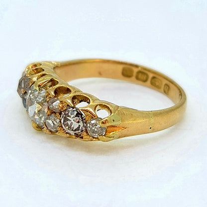 Victorian Antique Old Cut Diamond Five Stone Ring