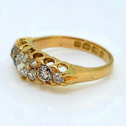 Victorian Antique Old Cut Diamond Five Stone Ring