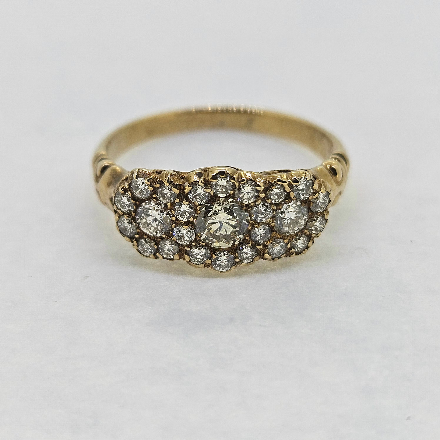 Diamond Triple Cluster Ring in Yellow Gold