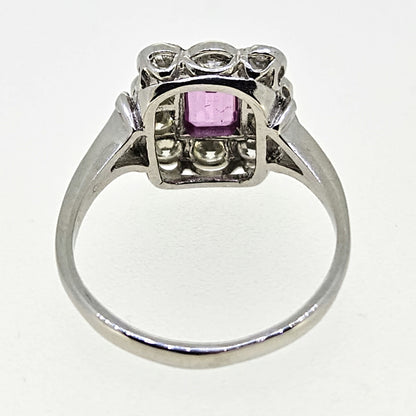 Pink Sapphire and Diamond Cluster Ring D.50 Ps.1.0 Platinum