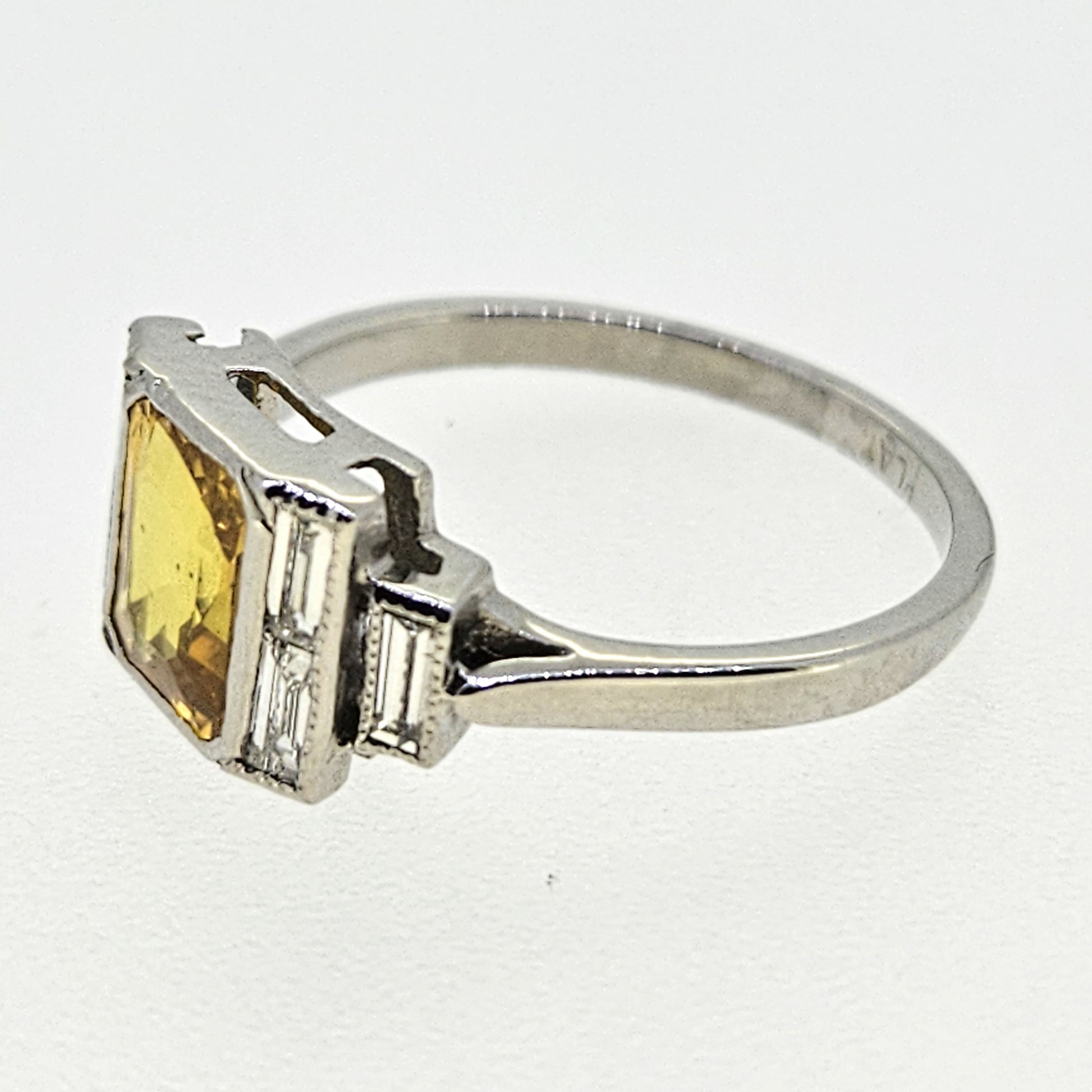 1.70ct Yellow Sapphire and Diamond Engagement Ring in Platinum