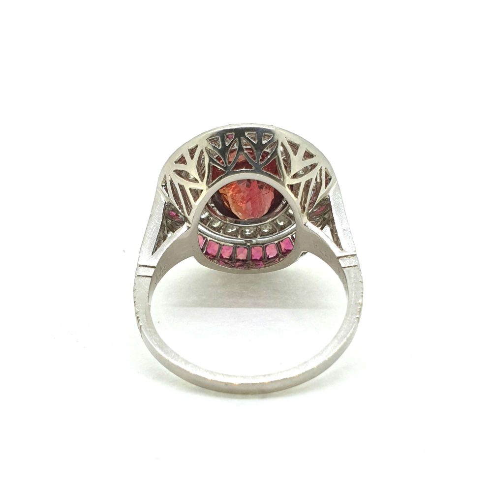 Natural 3ct No Heat Ruby and Diamond Cluster Dress Ring in Platinum