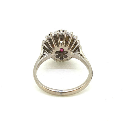 Ruby and Diamond Cluster Ring in 18ct White Gold