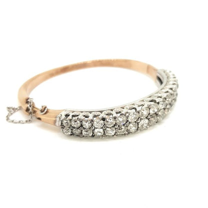 Late Victorian Old Cut Diamond Bangle Bracelet, 11 carat total