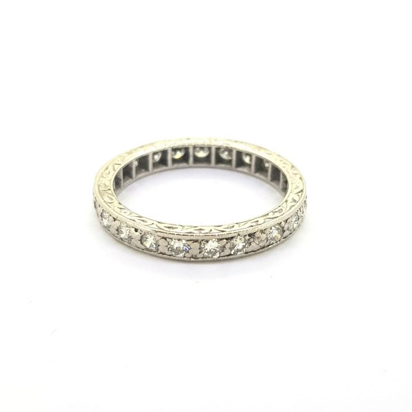 Vintage Diamond Full Eternity Ring Band in 9ct White Gold