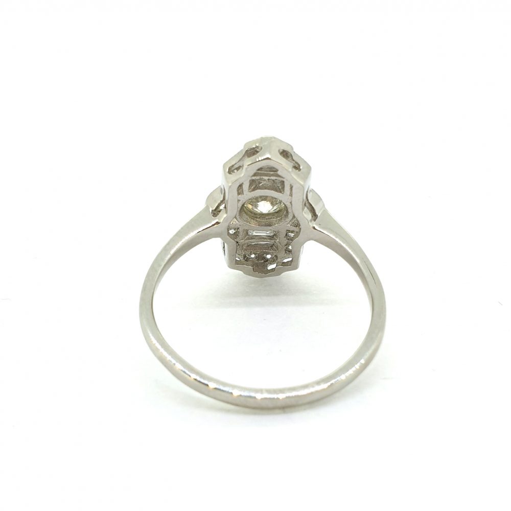 Art Deco Style 0.75ct Diamond Plaque Ring in Platinum