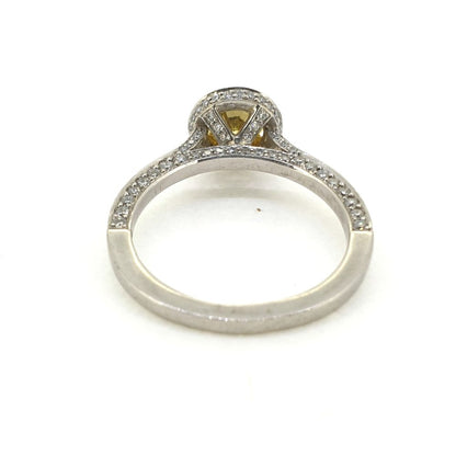 Certified 0.59ct Fancy Yellow Diamond Cluster Engagement Ring