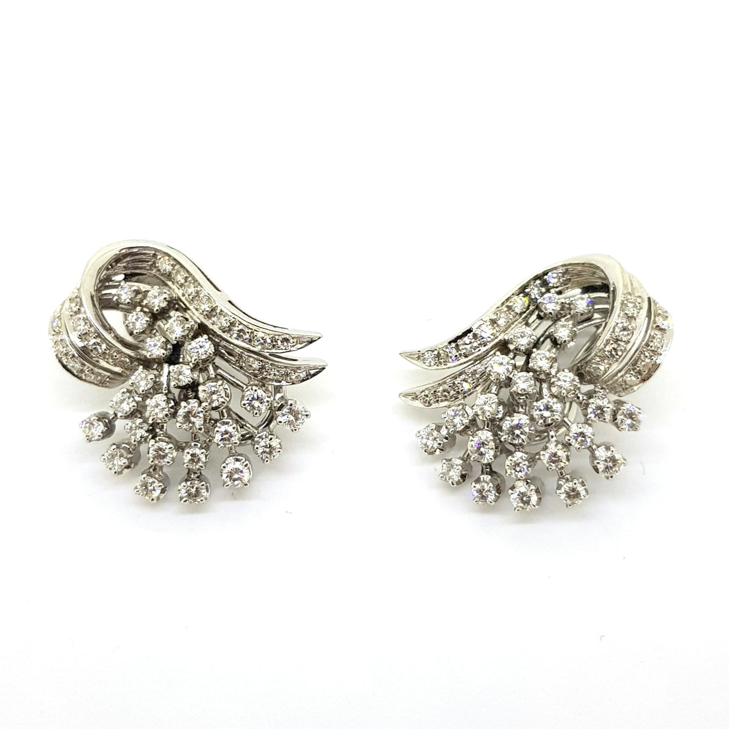 Diamond Cluster Earring, 3.00 carat total