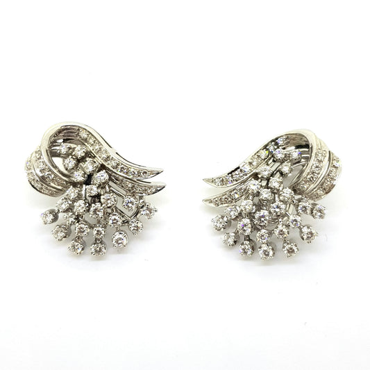 Diamond Cluster Earring, 3.00 carat total