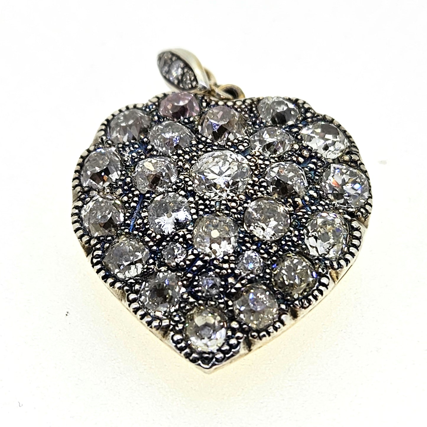 Old Cut Diamond Heart est.7cts Silver Set