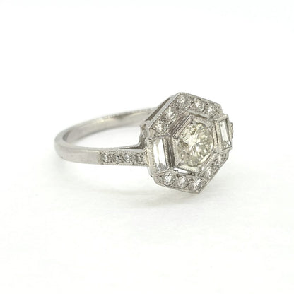 Modern Octagonal Diamond Cluster Ring 0.75 carats