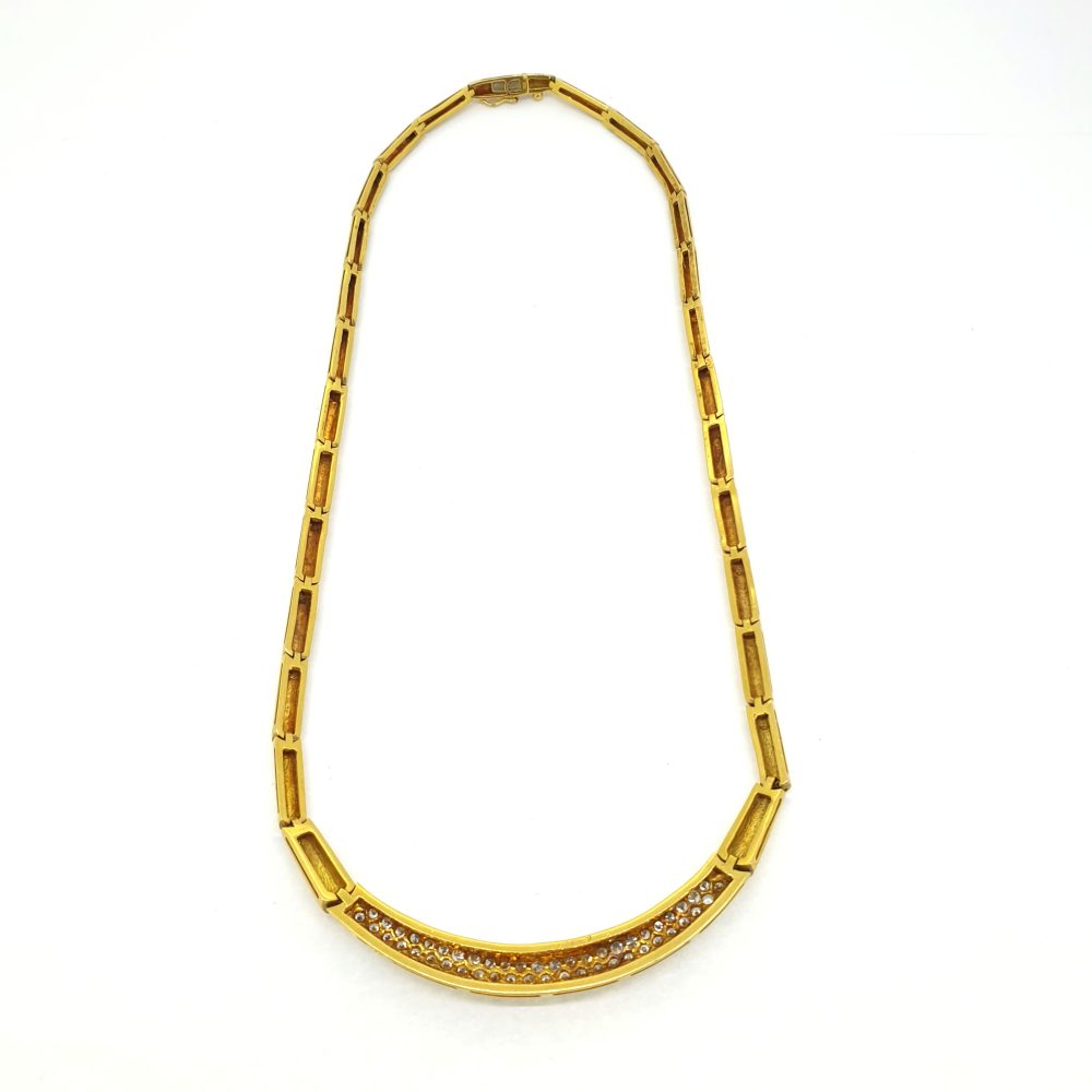 Retro 2ct Diamond Set 18ct Yellow Gold Collar Necklace