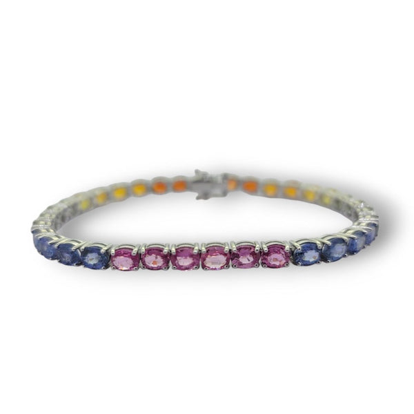 Multi Fancy Colour Rainbow Sapphire Line Bracelet, 16.10 carats