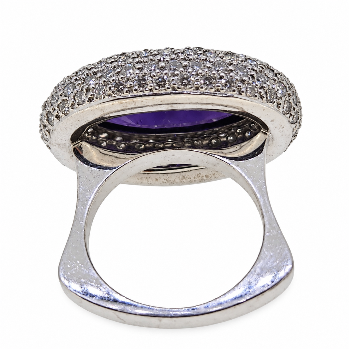 6ct Amethyst and Diamond Bombe Cluster Cocktail Ring