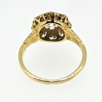 18 Carat Yellow Gold Old-Cut Diamond Daisy Cluster Ring, 2.00 Carats