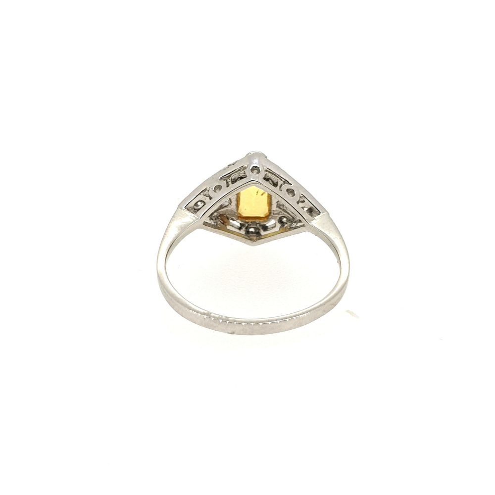 Yellow Sapphire and Diamond Cluster Ring
