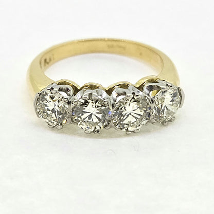 2ct Diamond Four Stone Diamond Engagement Ring in Yellow Gold