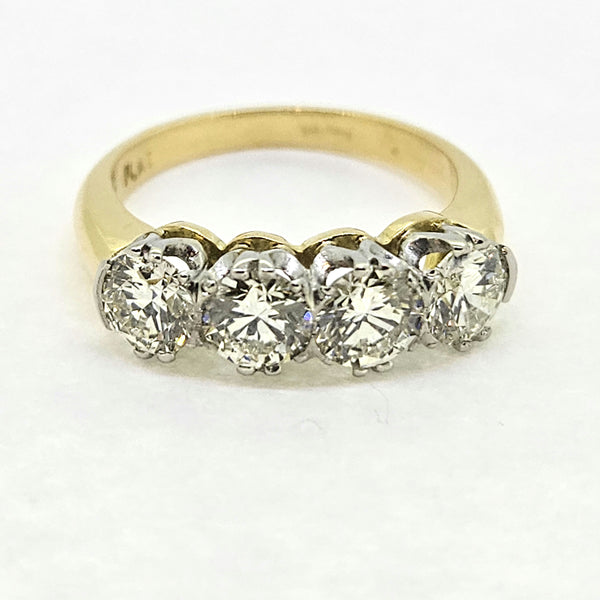 2ct Diamond Four Stone Diamond Engagement Ring in Yellow Gold