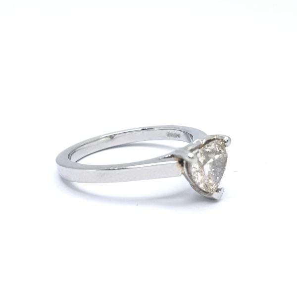 Heart Shaped Diamond Ring in Platinum; featuring a 1.06 carat heart-shaped diamond, claw set, and mounted in platinum