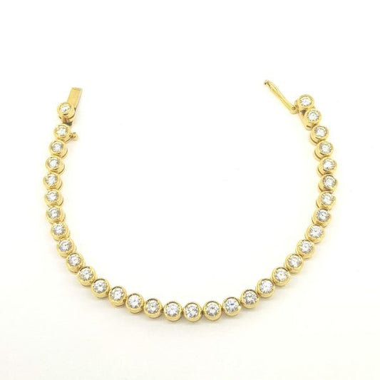 Collet Set Diamond Tennis Bracelet in 18ct Yellow Gold, 8.25 carats