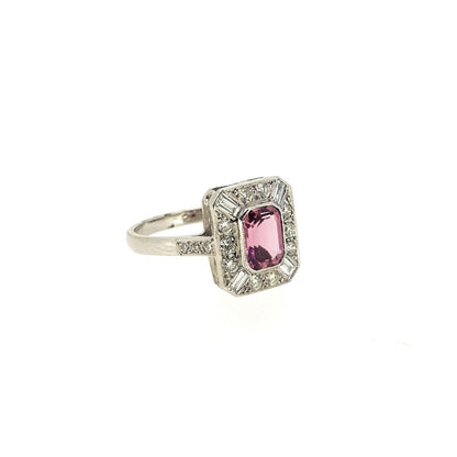Pink Tourmaline and Diamond Cluster Dress Ring